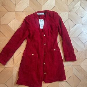 Zara Red Long Cardigan
